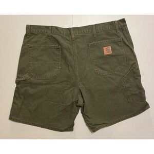 VTG USA Made 90s Carhartt Mens Moss Green Canvas Carpenter Work Shorts Sz 40